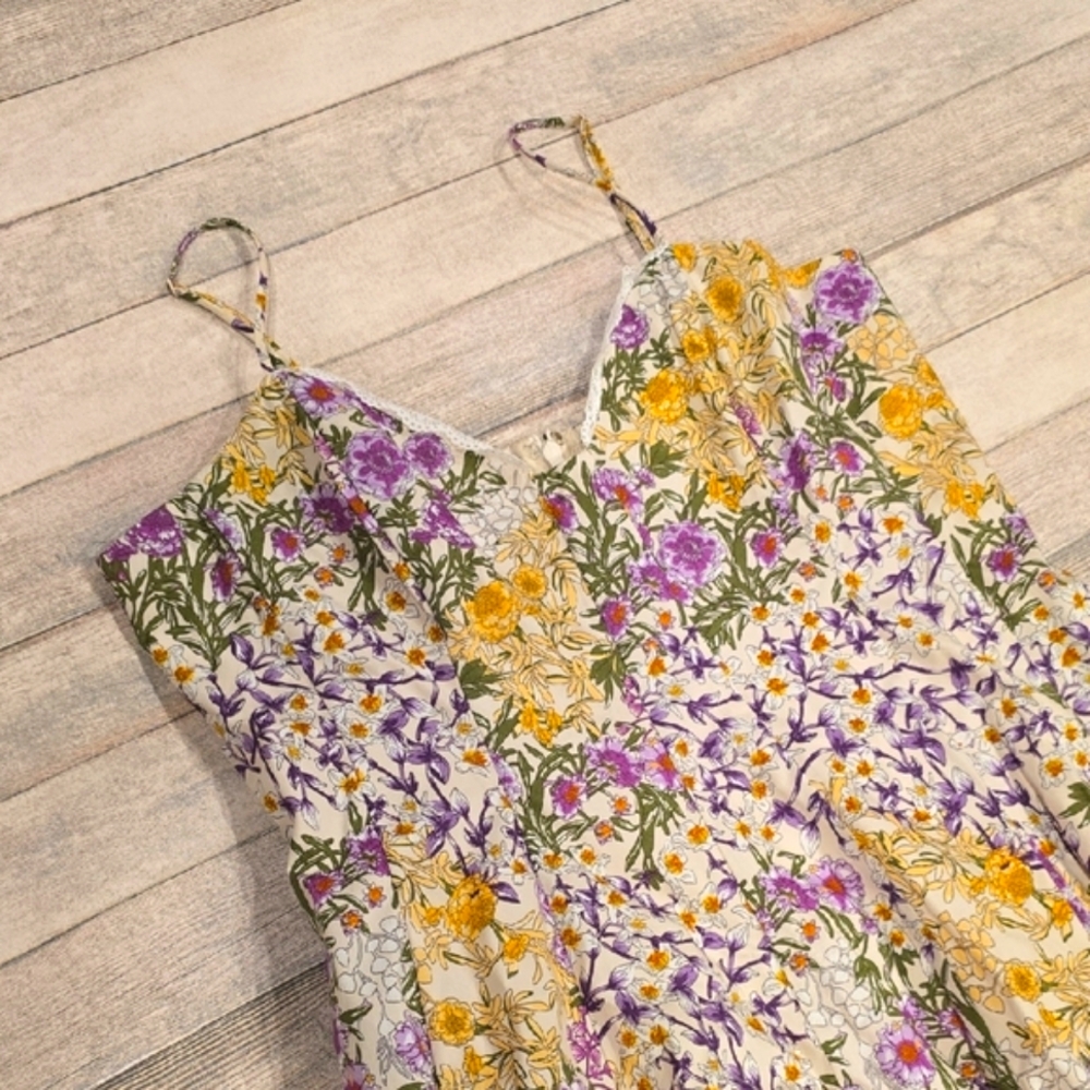 Maeve Anthropologie Floral Dress with Purple and Yellow Accents Size Medium - Picture 2 of 8